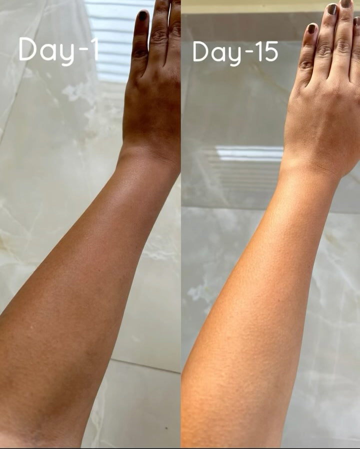 Customer review for Rasveda Multani Mitti Magic Soap showing glowing and refreshed skin, gentle exfoliating and bubble sides, natural and pH balanced.